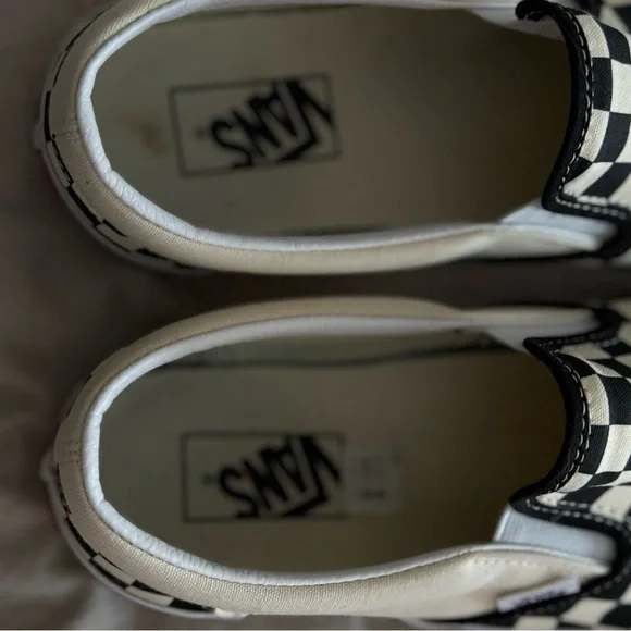 Vans Checkerboard Slip-On Sneakers - Black & White Men's 9.5 Women's 11 - Picture 5 of 6